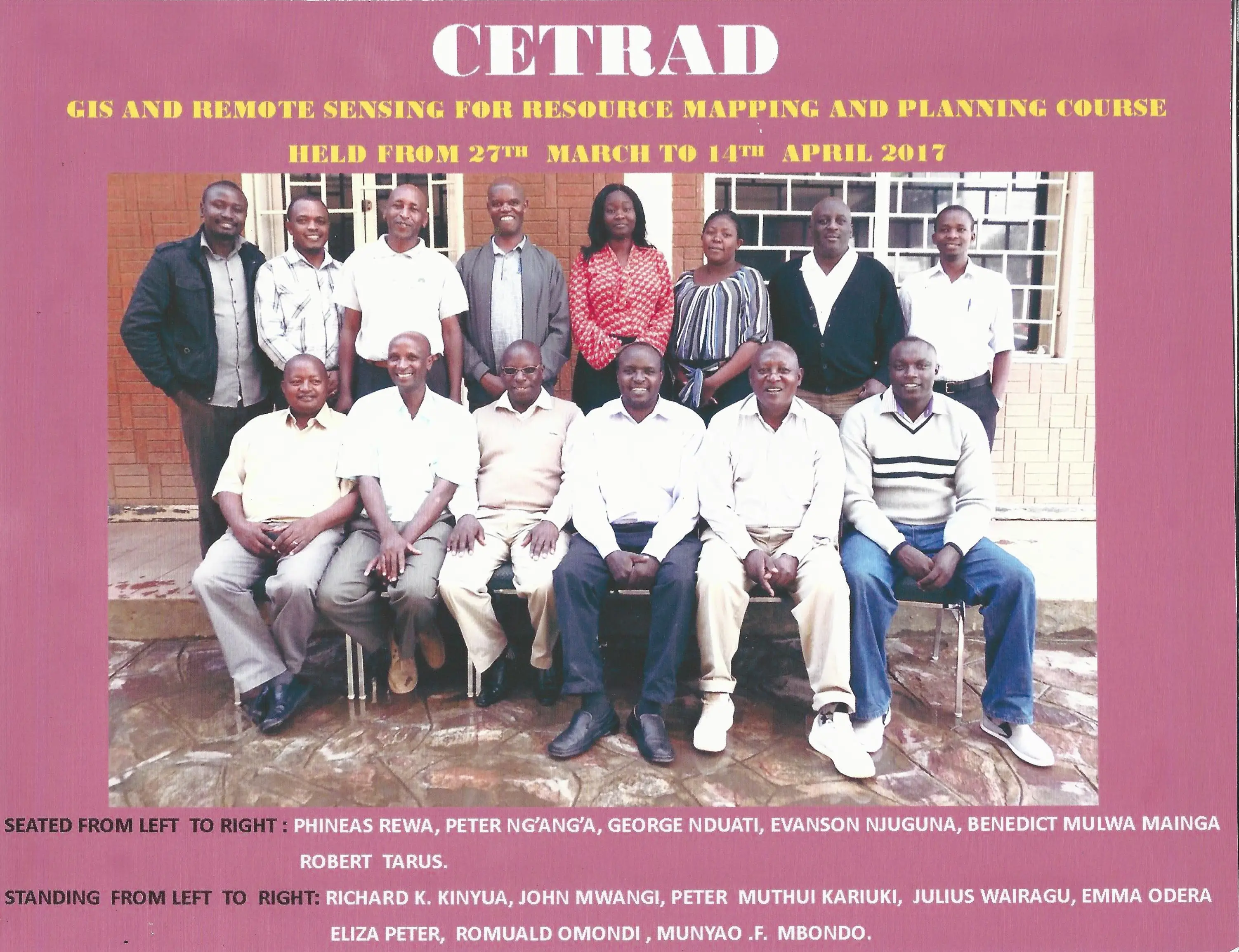 Geographic Information System (GIS) Class of 2017: Annual GIS Training 27th March - 14th April 2017